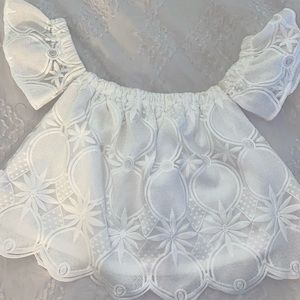 F21 white floral off the shoulder blouse